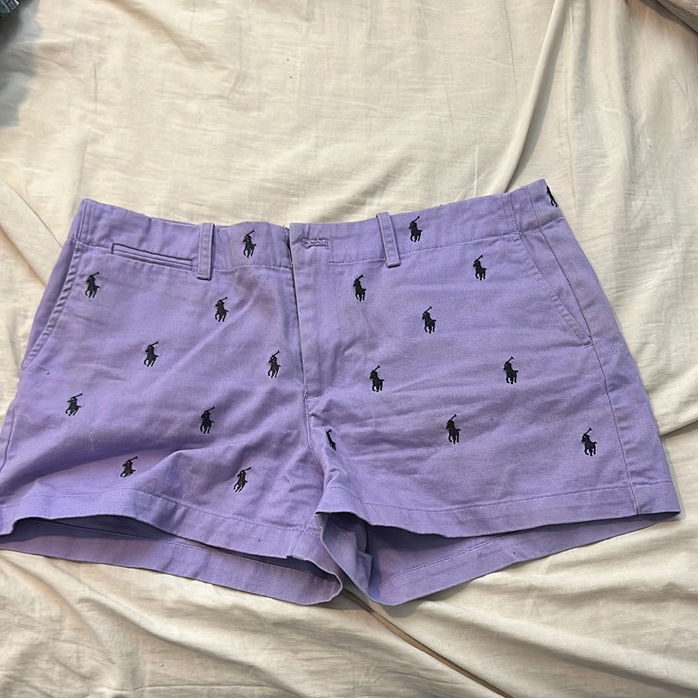 Ralph Lauren Purple Bermuda Shorts with Embroidered Design